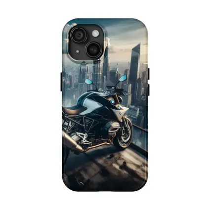 BMW Motorcycle City Skyline Rooftop View