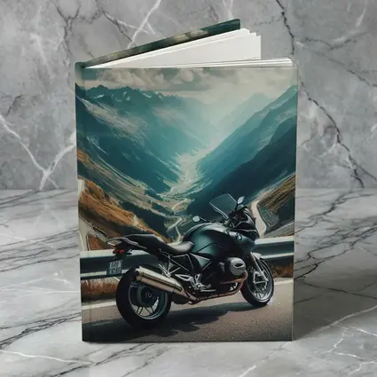 BMW Motorcycle Parked on Mountain Alpine Road