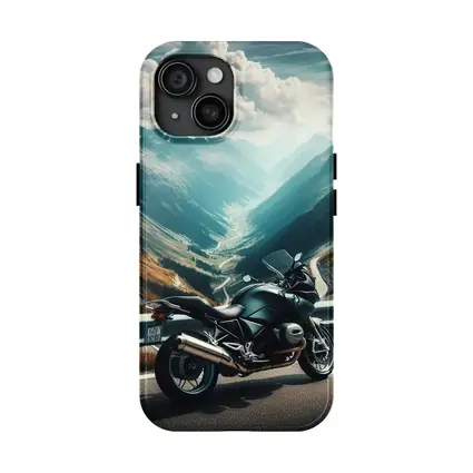 BMW Motorcycle Parked on Mountain Alpine Road