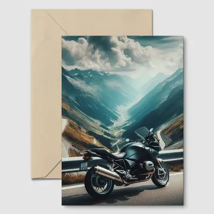 BMW Motorcycle Parked on Mountain Alpine Road