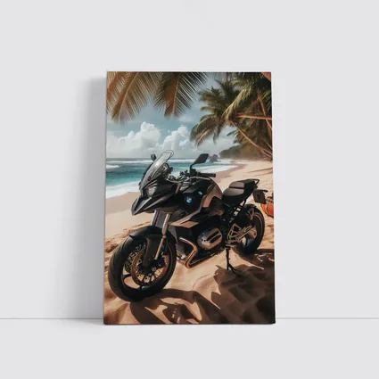 BMW Motorcycle Parked on Tropical Beach