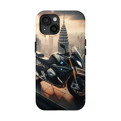 BMW Motorcycle Rooftop City Skyline View