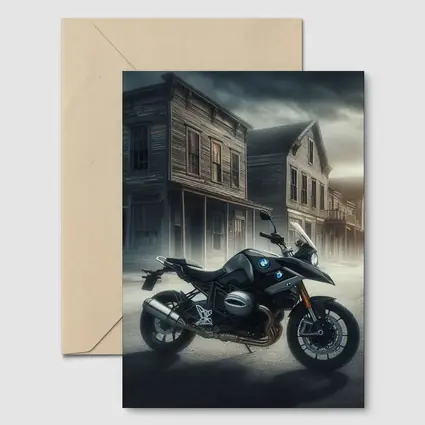 BMW Motorcycle Dark Abandoned Town Street
