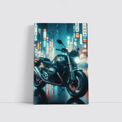 BMW Motorcycle Neon City Night Street