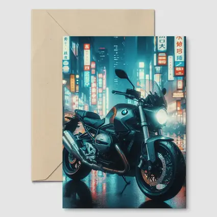 BMW Motorcycle Neon City Night Street