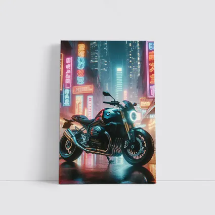 BMW Motorcycle Neon City Night Street