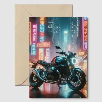BMW Motorcycle Neon City Night Street
