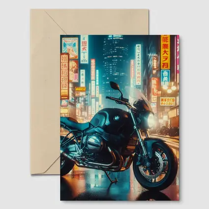 BMW Motorcycle Neon Tokyo City Night