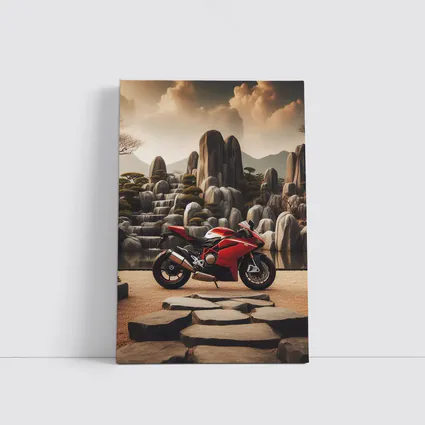 Red Ducati Superbike Japanese Rock Garden