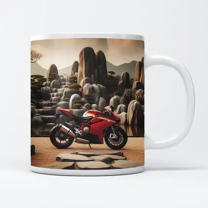 Red Ducati Superbike Japanese Rock Garden