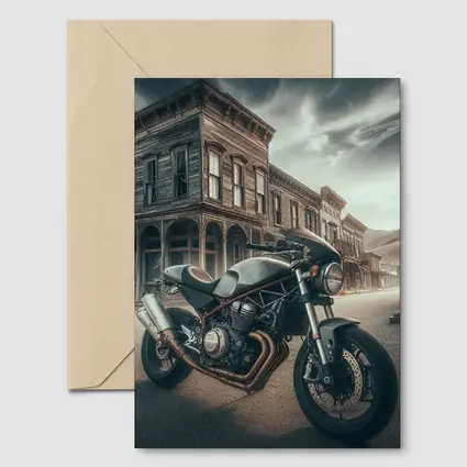Cafe Racer Motorcycle Abandoned Western Town Street