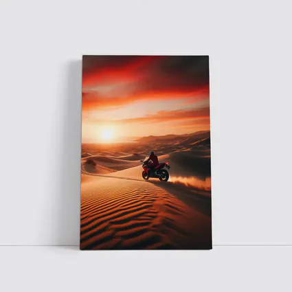 Sport Bike Rider Desert Dunes Sunset