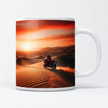 Sport Bike Rider Desert Dunes Sunset