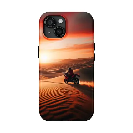 Sport Bike Rider Desert Dunes Sunset