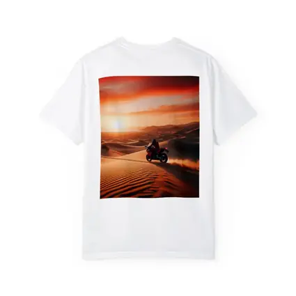 Sport Bike Rider Desert Dunes Sunset