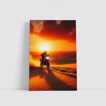 Adventure Motorcycle Rider Desert Sunset Dunes