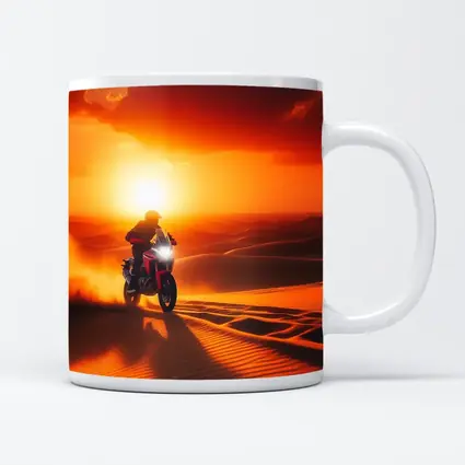 Adventure Motorcycle Rider Desert Sunset Dunes