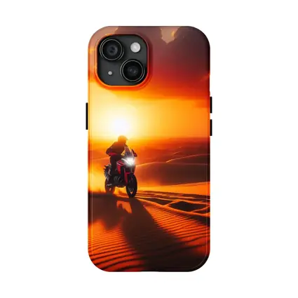 Adventure Motorcycle Rider Desert Sunset Dunes