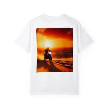 Adventure Motorcycle Rider Desert Sunset Dunes