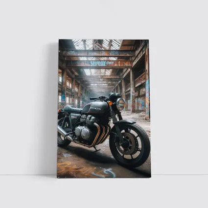Honda Cafe Racer Motorcycle Abandoned Industrial Warehouse