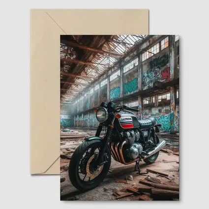 Honda Cafe Racer Motorcycle Abandoned Industrial Warehouse