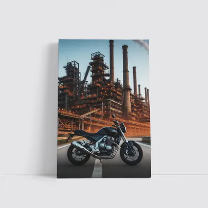 Naked Bike Motorcycle Industrial Refinery Dusk