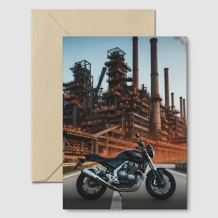 Naked Bike Motorcycle Industrial Refinery Dusk