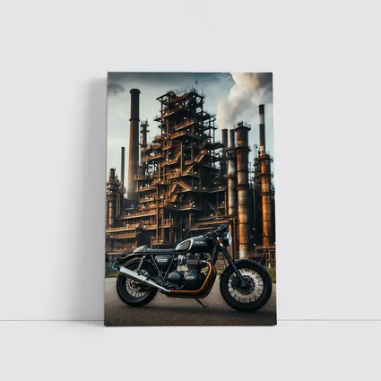 Cafe Racer Motorcycle Industrial Refinery Background