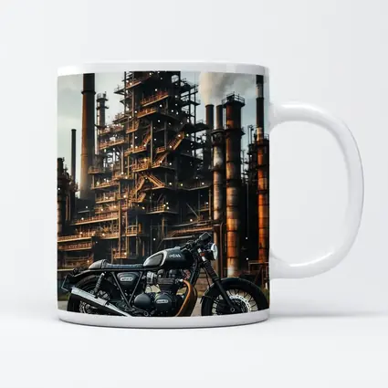 Cafe Racer Motorcycle Industrial Refinery Background