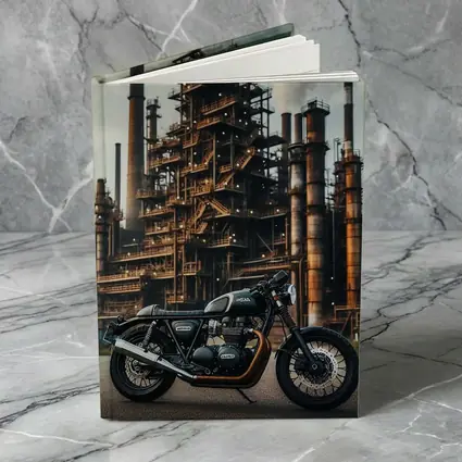 Cafe Racer Motorcycle Industrial Refinery Background