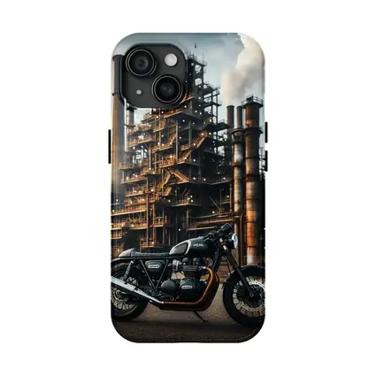 Cafe Racer Motorcycle Industrial Refinery Background