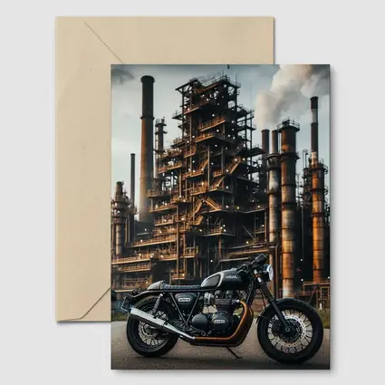 Cafe Racer Motorcycle Industrial Refinery Background