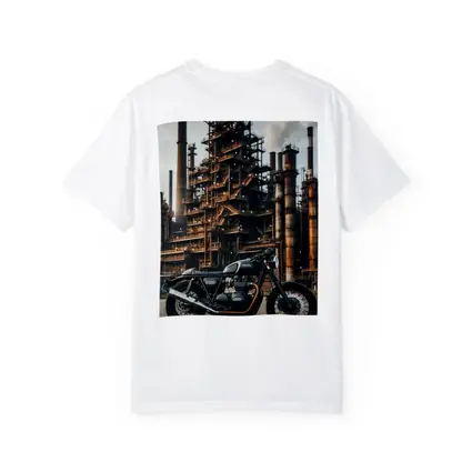 Cafe Racer Motorcycle Industrial Refinery Background