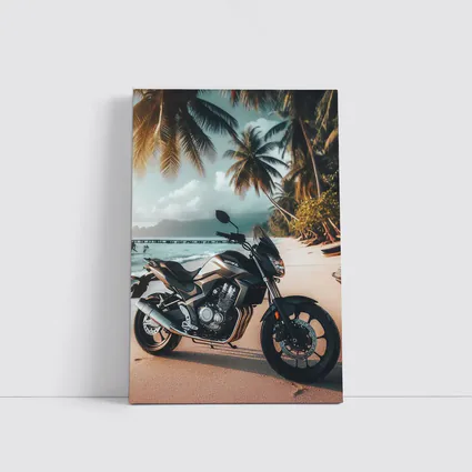 Naked Bike Motorcycle Parked on Tropical Beach
