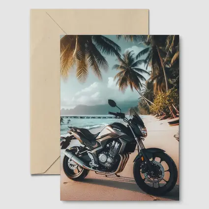 Naked Bike Motorcycle Parked on Tropical Beach