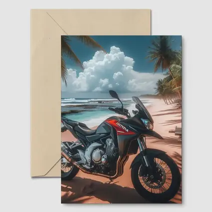 Honda Adventure Motorcycle Tropical Beach Scene