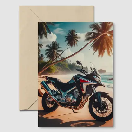Honda Adventure Motorcycle Tropical Beach Scene