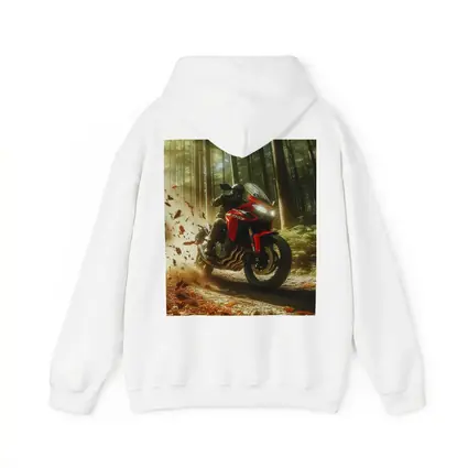 Red Sport Bike Rider Autumn Forest