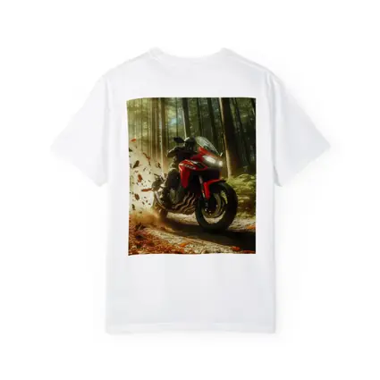 Red Sport Bike Rider Autumn Forest