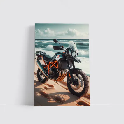 Adventure Dual Sport Bike On Sandy Beach