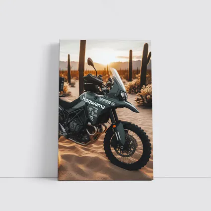 Husqvarna Adventure Motorcycle Desert Sunset Scene