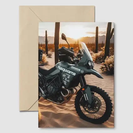 Husqvarna Adventure Motorcycle Desert Sunset Scene