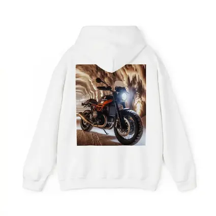 Scrambler Motorcycle Inside Glowing Cave