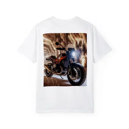Scrambler Motorcycle Inside Glowing Cave