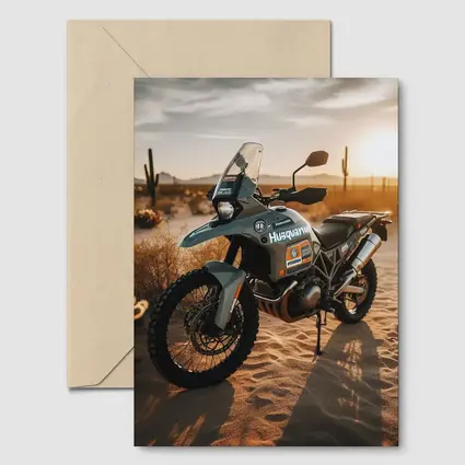 Husqvarna Adventure Dual Sport Bike Desert Sunset