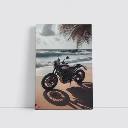 Husqvarna Scrambler Motorcycle Parked Tropical Beach