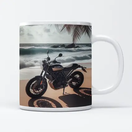 Husqvarna Scrambler Motorcycle Parked Tropical Beach
