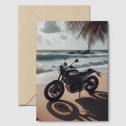 Husqvarna Scrambler Motorcycle Parked Tropical Beach