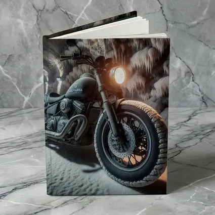 Frost Covered Motorcycle Parked Inside Ice Cave