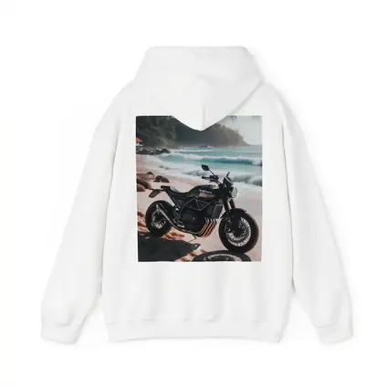 Black Scrambler Motorcycle Parked On Tropical Beach